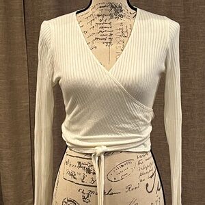 Reformation, long sleeved wrap top, size M.